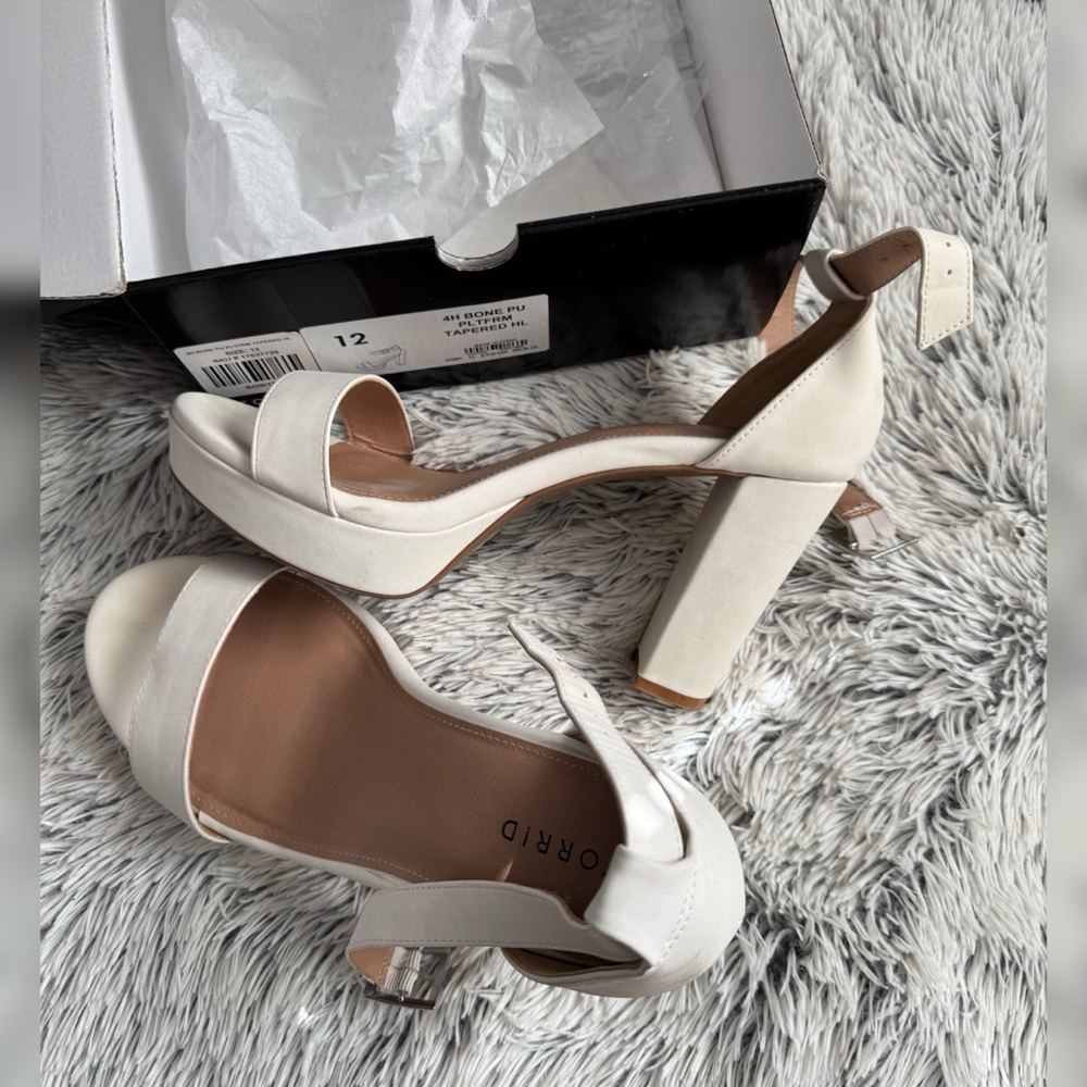 Torrid White Platform Heels with Ankle Strap Size 12WW